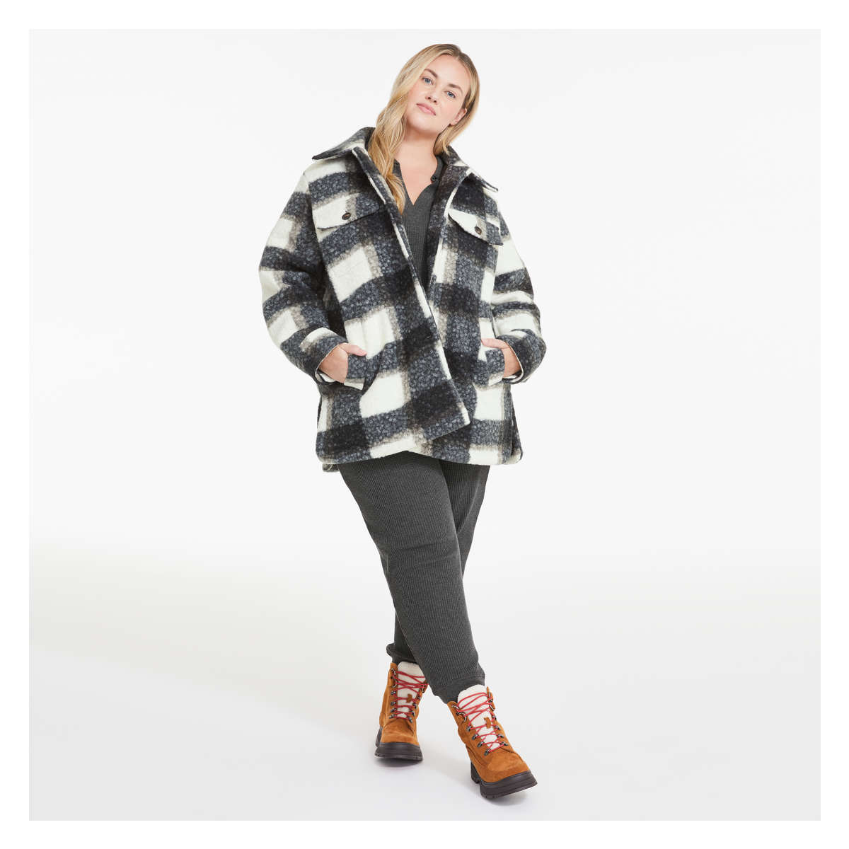 Plaid jacket black and on sale white